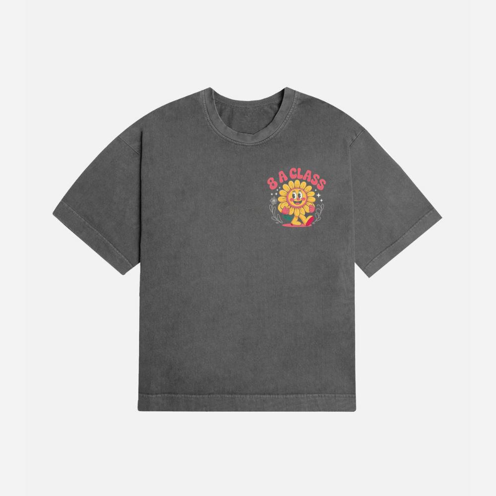 8A Class Happy Flower Groovy Artwork for Fun School Day Vibes T-Shirt - Image 2