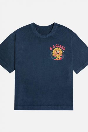 8A Class Happy Flower Groovy Artwork for Fun School Day Vibes T-Shirt