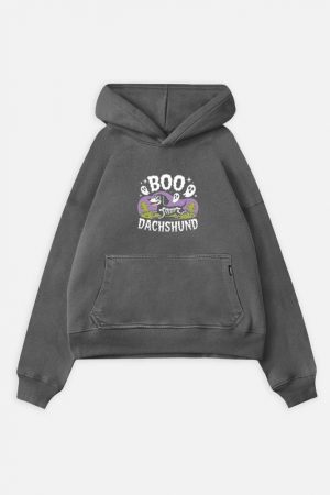 Boo Dachshund Skeleton Dog Halloween Cartoon Design Hoodie