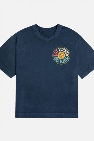 Eat Plants Be Kind Smiley Flower Artwork for Eco Friendly Fashion T-Shirt