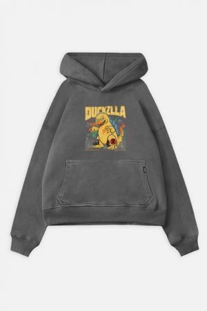 Giant Duck Monster Retro Cartoon Design Hoodie
