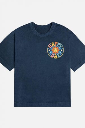 Happy Day Groovy Flower Illustration for a Colorful Retro Look T-Shirt