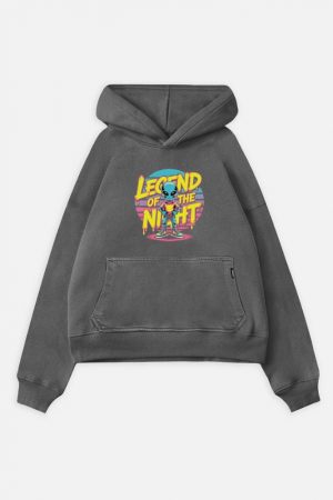 Legend of the Night Alien Retro Neon Graphic Hoodie